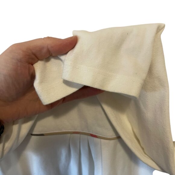 BURBERRY| Ivory Mock Neck LS w/Burberry pattern piping at Empire Waist - cotton - Picture 6 of 9